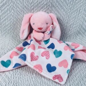 Carter's Security Blanket Pink Bunny Rabbit Heart Lovey Plush Snuggle Baby Toy